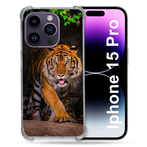 Coque Renforcée Pour Iphone 15 Pro (6.1) Animal Tigre Jungle
