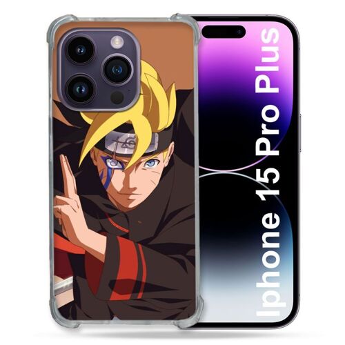 Coque Compatible Magsafe Pour Iphone 15 Pro Plus (6.7) Manga Boruto Signe