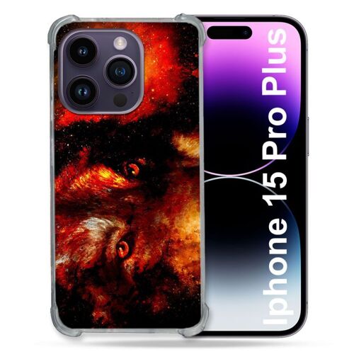 Coque Compatible Magsafe Pour Iphone 15 Pro Plus (6.7) Animal Loup Espace