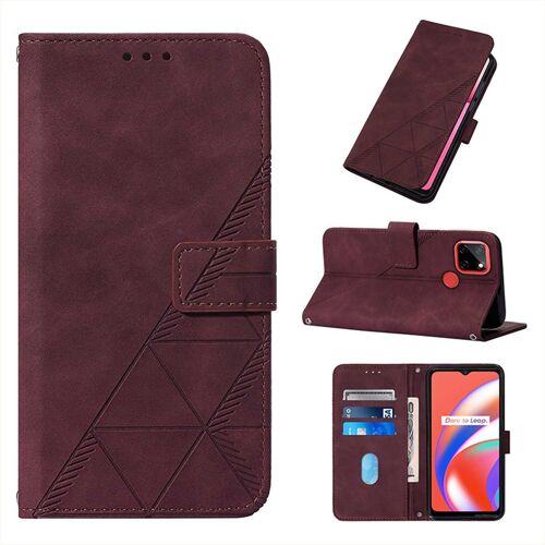 Coque Realme C12, Etui Pour Realme C12, Etui En Cuir Pu Premium Housse Pour Realme C12,Rouge