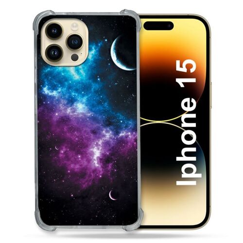 Coque Renforcée Pour Iphone 15 (6.1) Univers Bleu Violet