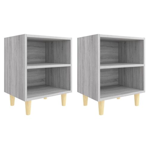 vidaXL Tables de chevet pieds en bois 2 pcs Sonoma gris 40x30x50 cm