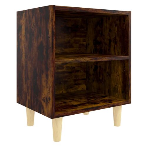 vidaXL Table de chevet avec pieds en bois Chêne fumé 40x30x50 cm