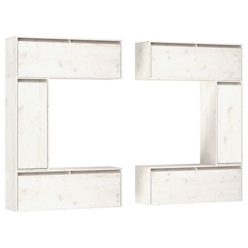 vidaXL Meubles TV 6 pcs Blanc Bois massif de pin
