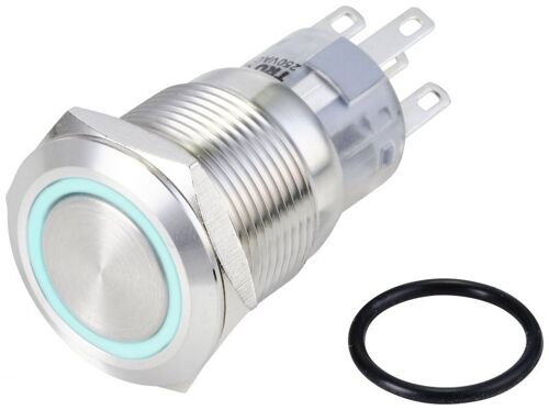 Tru Components Bouton-poussoir série LAS1-AGQ-11ZE LED 24 V, Bouton + interrupteur, Argent