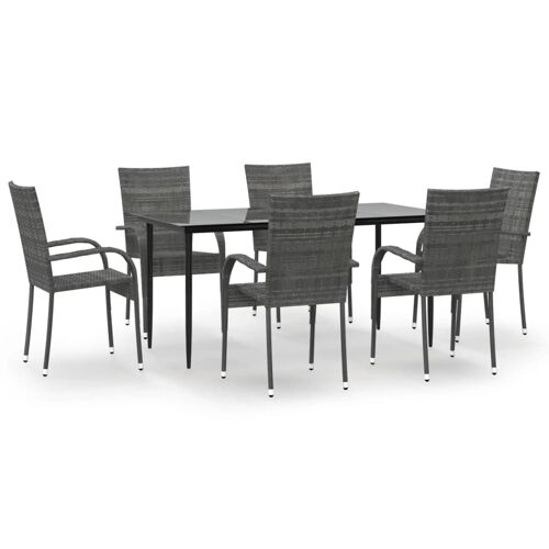Vidaxl Ensemble À Dîner De Jardin 7 Pcs Gris Résine Tressée