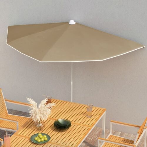 Vidaxl Demi-Parasol De Jardin Avec Mât 180x90 Cm Taupe