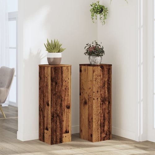 Vidaxl Supports Pour Plantes 2 Pcs Vieux Bois Bois D'ingénierie