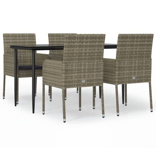Vidaxl Mobilier À Dîner De Jardin Et Coussins 5 Pcs Noir Et Gris