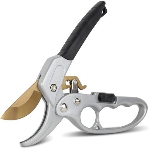 Sécateur à Crémaillère 20 CM - Lame en Titanium - Corps en Aluminium