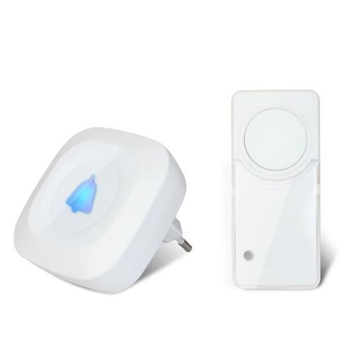 Sonnette sans Fil ni Piles - Carillon Électronique Étanche IP44 - Témoin Lumineux - Portée 100m - 36 Mélodies - 4 Niveau de Volume