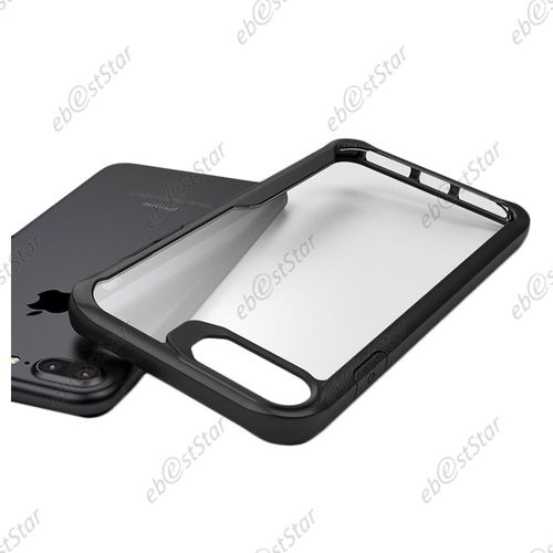 Ebeststar ® Film Protection Écran En Verre Trempé + Etui Housse Coque Crystale Avec Contour Bumper Silicone Gel Pour Apple Iphone 7 Plus (2016), Iphone 8 Plus (2017) 5,5", Couleur Noir [Note Importante Lire Description]