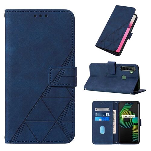 Coque Realme 5, Etui Pour Realme 5, Etui En Cuir Pu Premium Housse Pour Realme 5,Bleu