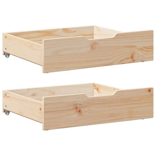 Vidaxl Tiroirs Sous Le Lit Avec Roulettes 2 Pcs 65x55x16 Cm Pin Massif