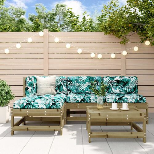 Vidaxl Salon De Jardin 5 Pcs Avec Coussins Bois De Pin Imprégné