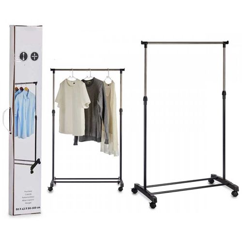 Porte Manteau avec Roulettes Noir Argenté Métal Plastique Charge Max 18KG 160CM