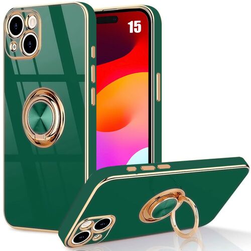 Coque Anneau pour iPhone 15 TPU Souple Slim Anti-Rayures Vert Nuit - E.F.Connection