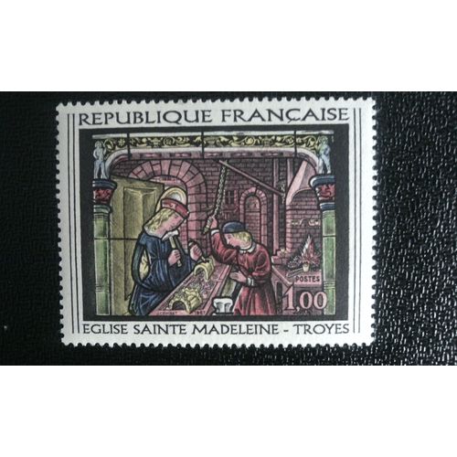 Timbre France (Yt1531) 1967 Vitrail De L'église Sainte-Madeleine De Troyes