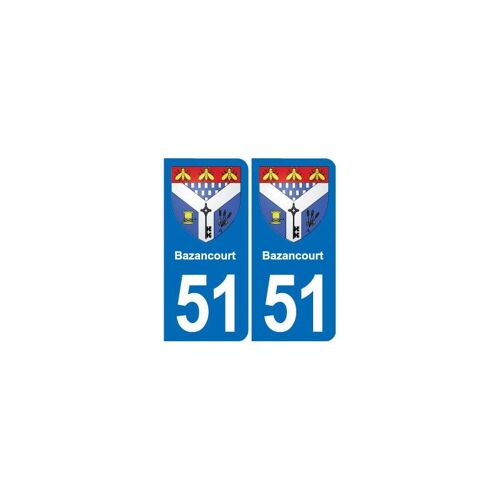 51 Bazancourt Blason Autocollant Plaque Stickers Ville - Couleur : Droits - Angles : Droits