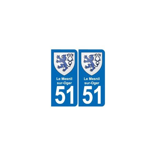 51 Le Mesnil-Sur-Oger Blason Autocollant Plaque Stickers Ville - Couleur : Droits - Angles : Droits