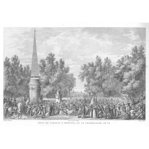 Rare Gravure Carle Vernet Campagne D'italie Fete De Virgile A Mantoue Mantova 1797 Napoleon Bonaparte 1840