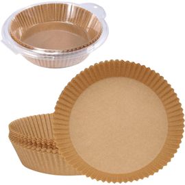 50pcs 16cm Air Fryer Paper Papier Parchemin Pour Friteuse Air Sulfurisé Papier Sulfurisé Rond Résistant À L'huile Et Imperméable Air Fryer Parchment Paper Pour La Cuisson Au Four Naturel
