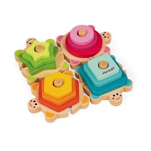 JANOD - Tortues des Formes I wood (bois) - Jouet d\'éveil en bois pour bébé de 18 mois à 4 ans