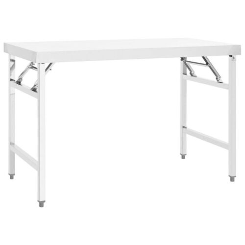 Table de Travail Pliante Cuisine Acier Inox Argent 120x60x80 cm