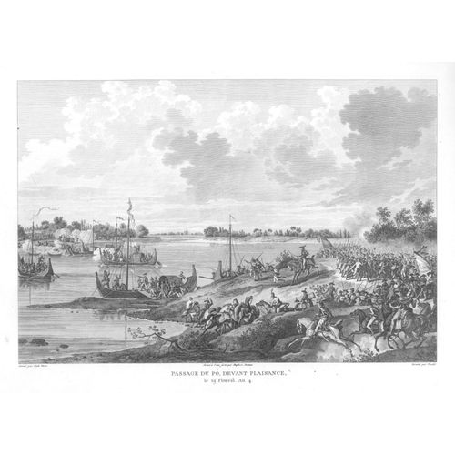 Rare Gravure Carle Vernet Campagne D'italie Passage Du Pô A Plaisance Piazenca Avril 1796 Napoleon Bonaparte