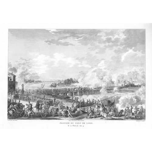 Rare Gravure Carle Vernet Campagne D'italie Bataille Du Pont De Lodi 10 Mai 1796 Napoleon Bonaparte