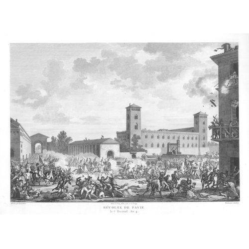 Rare Gravure Carle Vernet Campagne D'italie Revolte De Pavie 26 Mai 1796 Napoleon Bonaparte