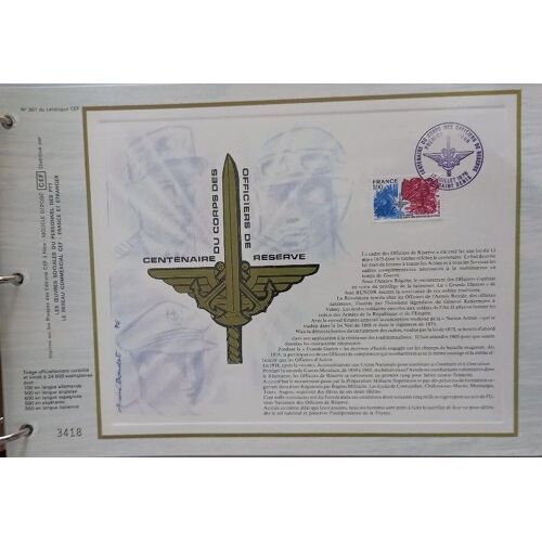Feuillet Philatélique Artistique Cef 361, Centenaire Du Corps Des Officiers De Réserve