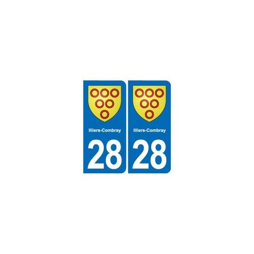 28 Illiers-Combray Blason Autocollant Plaque Stickers Ville - Couleur : Droits - Angles : Droits