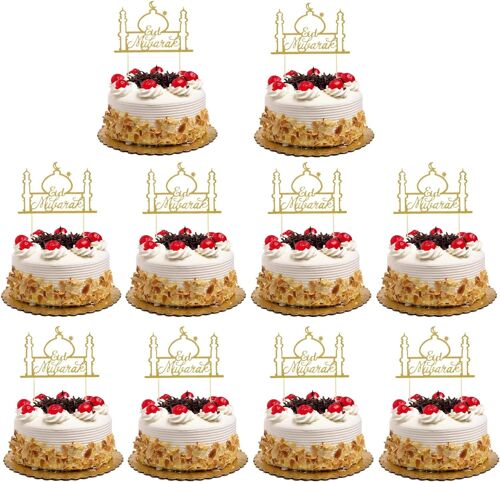 Gâteau Toppers Eid Mubarak Mariage Baby Shower Anniversaire Fête du Ramadan Décor Cupcake Topper Musulman Eid Pâtisserie Décor De Noël