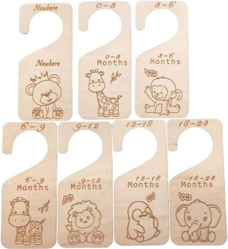 7 Pcs Baby Closet Taille Divisers Organisateurs De Placards en Bois De Nouveau-né À 24 Mois pour Les Vêtements pour Bébés De Pépinière À Maison