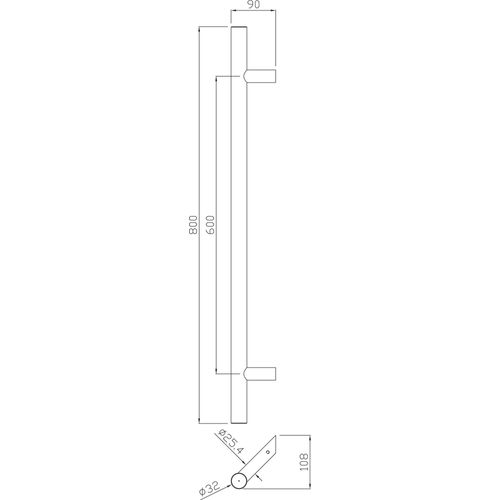 POIGNEE TIRAGE DEP 5040 32X600MM - HERACLES - B-INOX-PT123