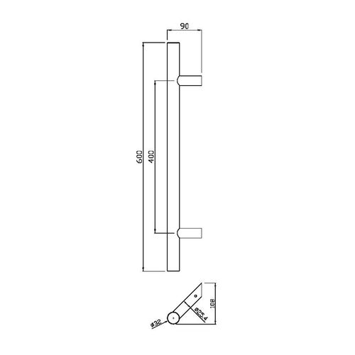 POIGNEE TIRAGE DEP 5040 32X400MM - HERACLES - B-INOX-PT119