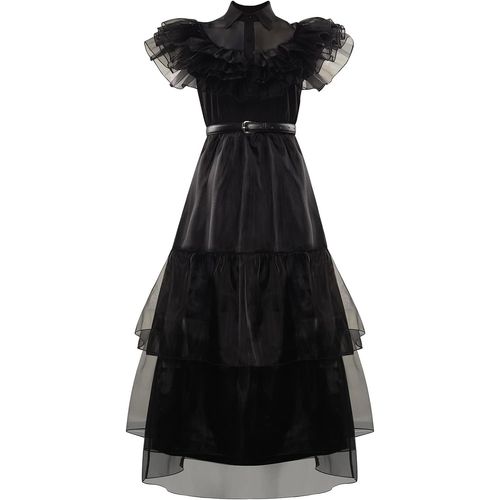 Robe Pour Fille Costume Famille Addams Cosplay Carnaval Halloween Jeu De Rôle