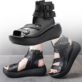 Bottes Chaussures Rangers Noir Talon 6 CM Élégant Platform Cuir Artificiel 42768 Bottes Chaussures Rangers Noir Talon 6 CM Élégant Platform Cuir Artificiel 42768
