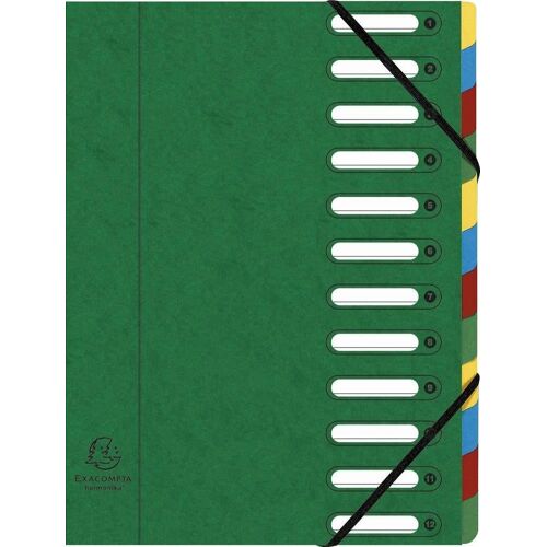 Exacompta Trieur Harmonika, A4, 12 Compartiments, Vert
