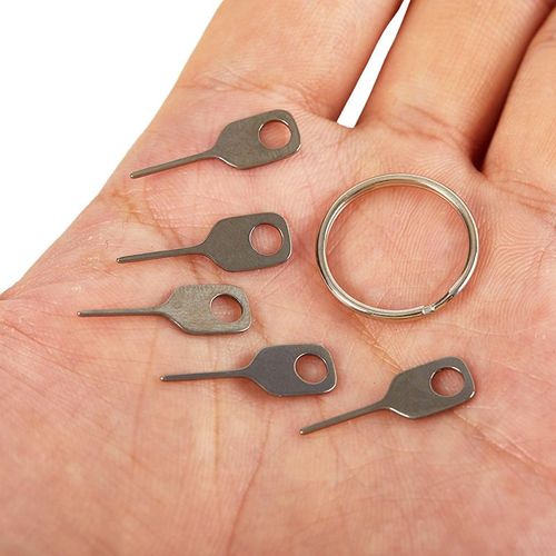 Épingle D'éjection De Téléphone Anti-Perte Pour Carte Sim, 5 Pièces, + 1 Anneau, Outil Clé, Porte-Clés