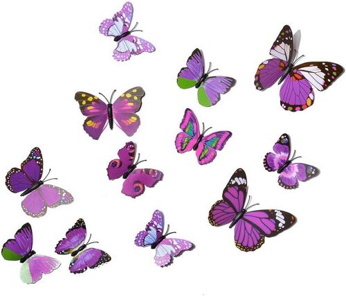 Papillon Magnet Frigo Aimant Stickers Muraux Scrapbooking Autocollant Mural Décoratif Pour Chambre 1set (Violet)