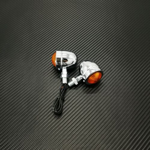 2pc-Chrome Clignotant De Moto Universel Métal Rétro 12v, Cruiser, Bobber, Sportster, Cafe Racer ""Nipseyteko""