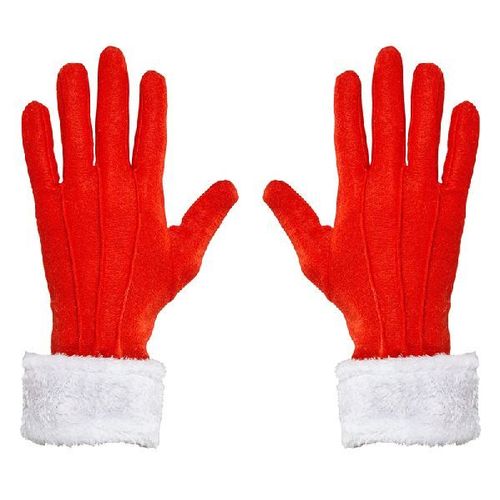 Gants De Père Noël Avec Bordure Pelucheuse