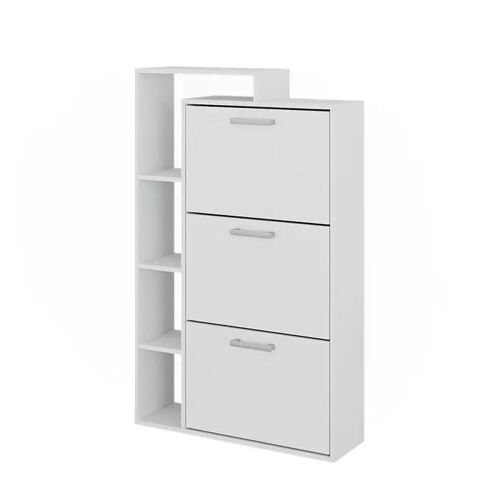 Meuble à chaussure Orlando, 80x128.3cm avec 3 compartiments, Blanc, Vicco