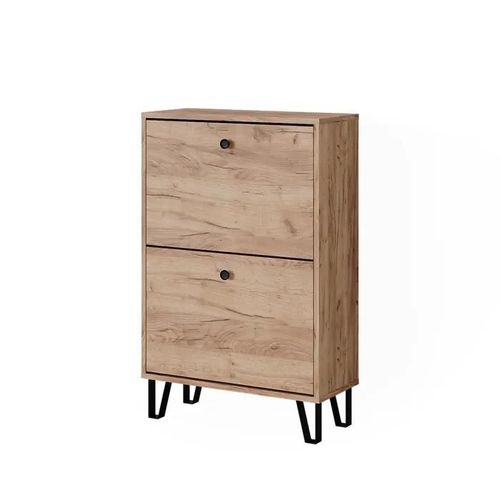 Benne À Chaussures Siri, 60x92cm Avec 2 Tiroirs Rabattables, Chêne De Force Doré, Vicco