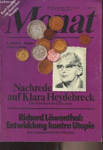 Monat - Heft 266, November 1970, 22. Jahrgang, Dm 3 - Notizen - Tagebuch : Fürbitte Für David - Die Lust Am Unpolitischen - Franz Josef Der Einzige ? - Griechenland, Für Das Fernsehen Von Nahem(...)
