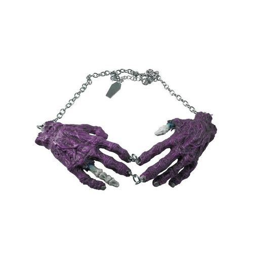 Collier Gothique Chaîne Pendentif Mains Zombies Violettes