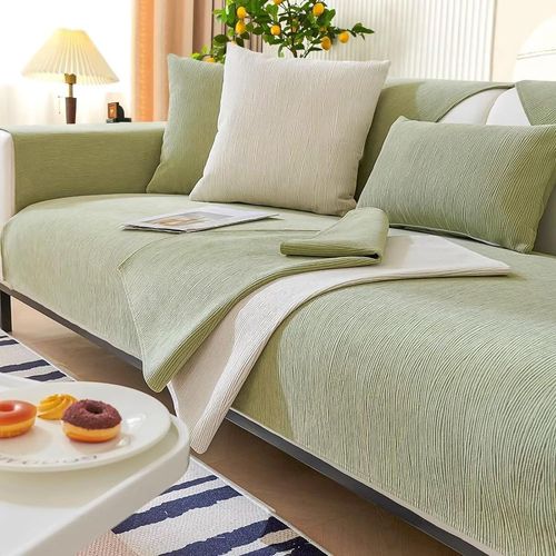Tianyi-Housse De Canapé Pour Assise Antidérapante - Motif À Chevrons - Protection De Canapé - Vert Matcha - 70 X 70 Cm