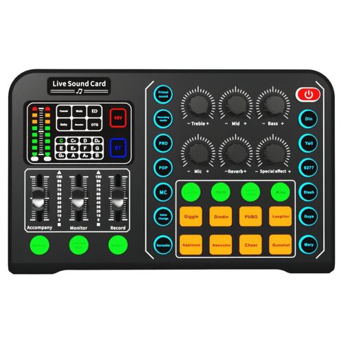 SSERENABLE Carte son, mélangeur de carte d'effets sonores multifonction stéréo pour studio DJ de diffusion en direct